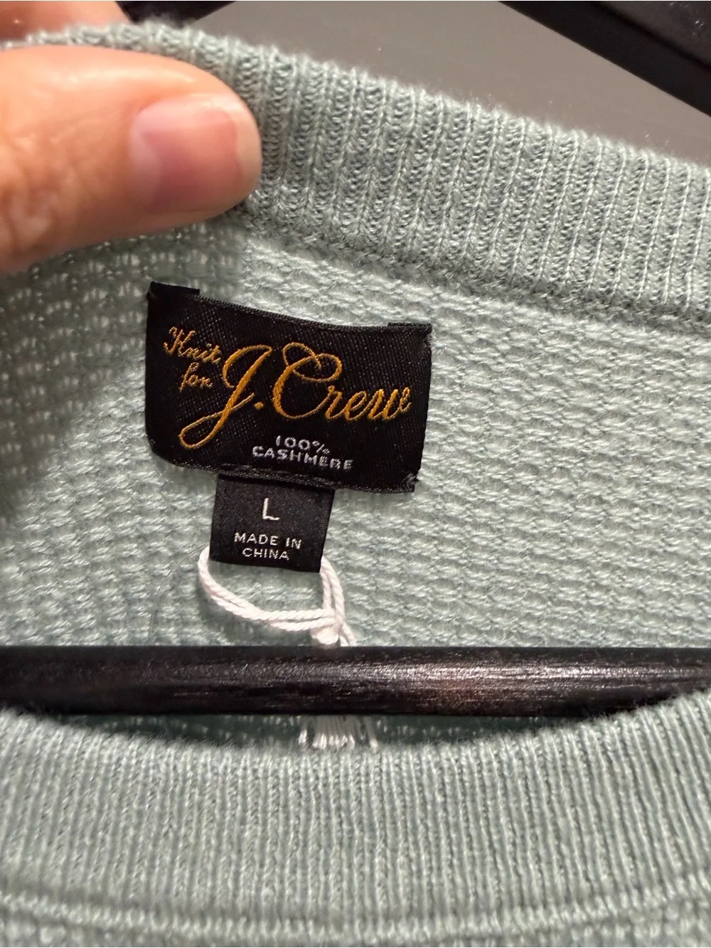 NEW J. Crew 100% Cashmere Waffle Knit pullover sweater Large CB577 Light Celadon